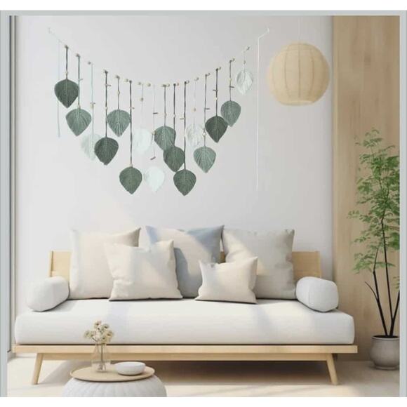 Wall Hanging Large Macrame Leaves Tapestry Wall Hanging Decoration Boho - Picture 1 of 5